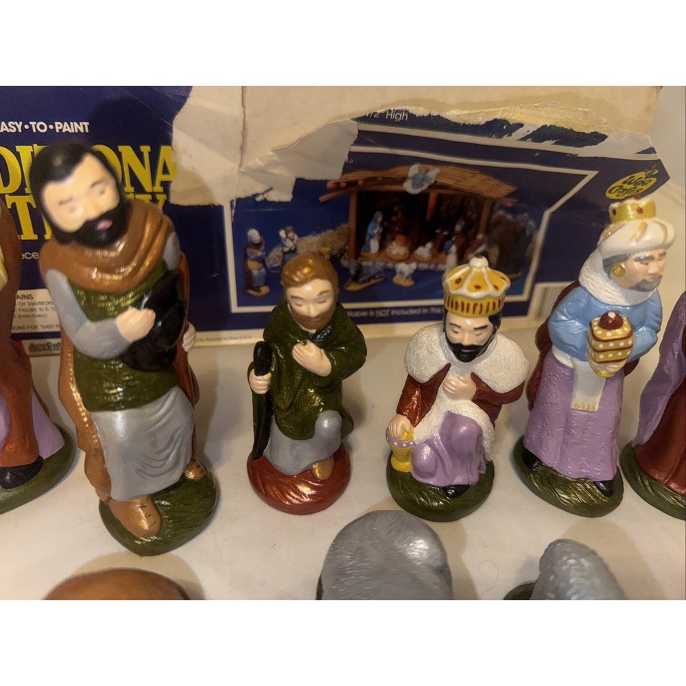 Nativity Set Hand Painted Ceramic 13 Pieces‎ Vintage - Picture 5 of 7